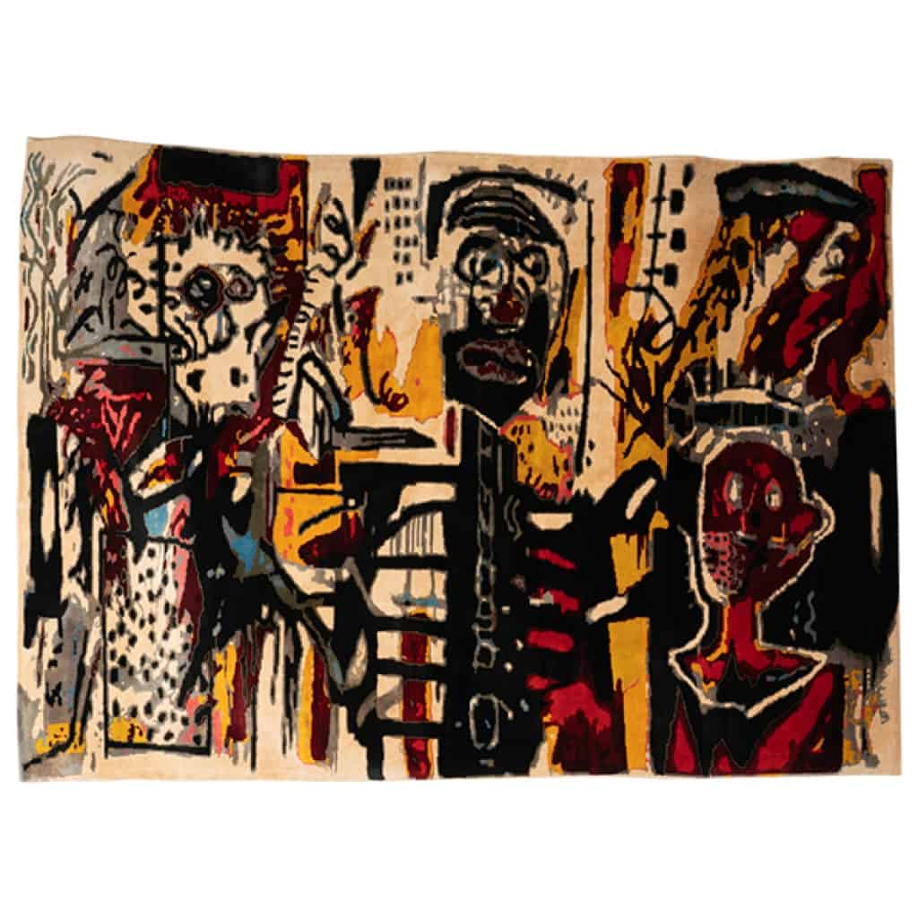 According to Jean-Michel Basquiat. Carpet, or “Notary” tapestry. Contemporary work. 3