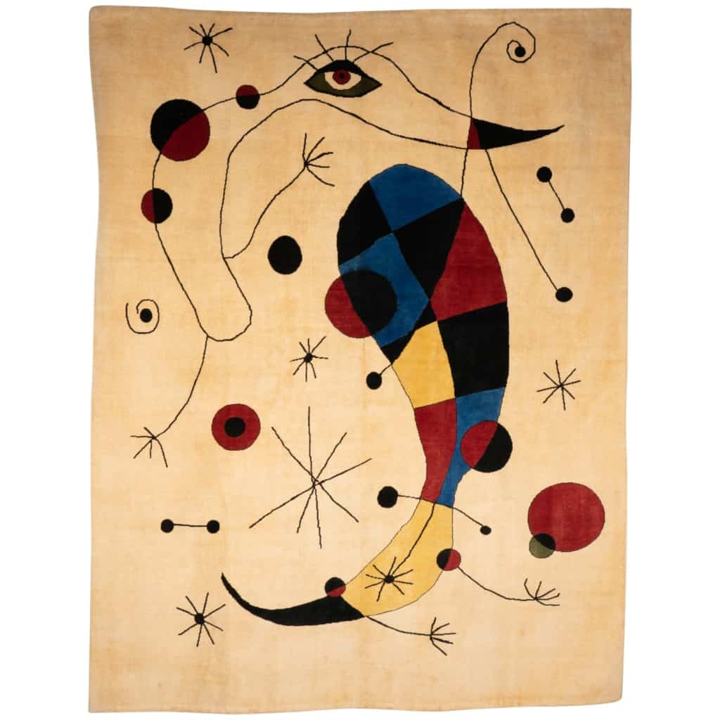 Tapis, ou tapisserie, inspiré par Joan Miro. Travail contemporain 7