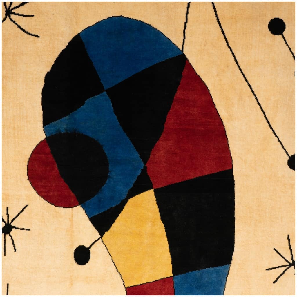 Tapis, ou tapisserie, inspiré par Joan Miro. Travail contemporain 5