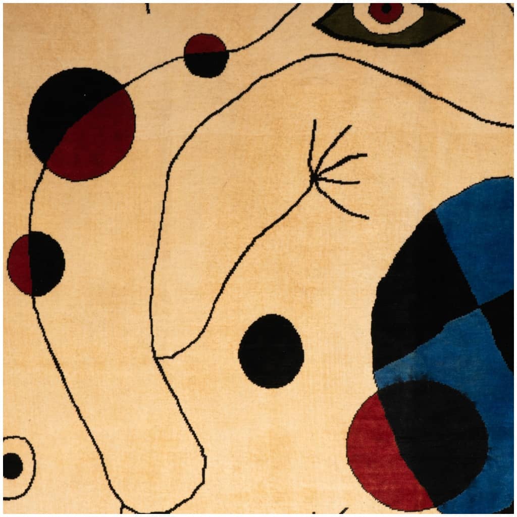 Tapis, ou tapisserie, inspiré par Joan Miro. Travail contemporain 4