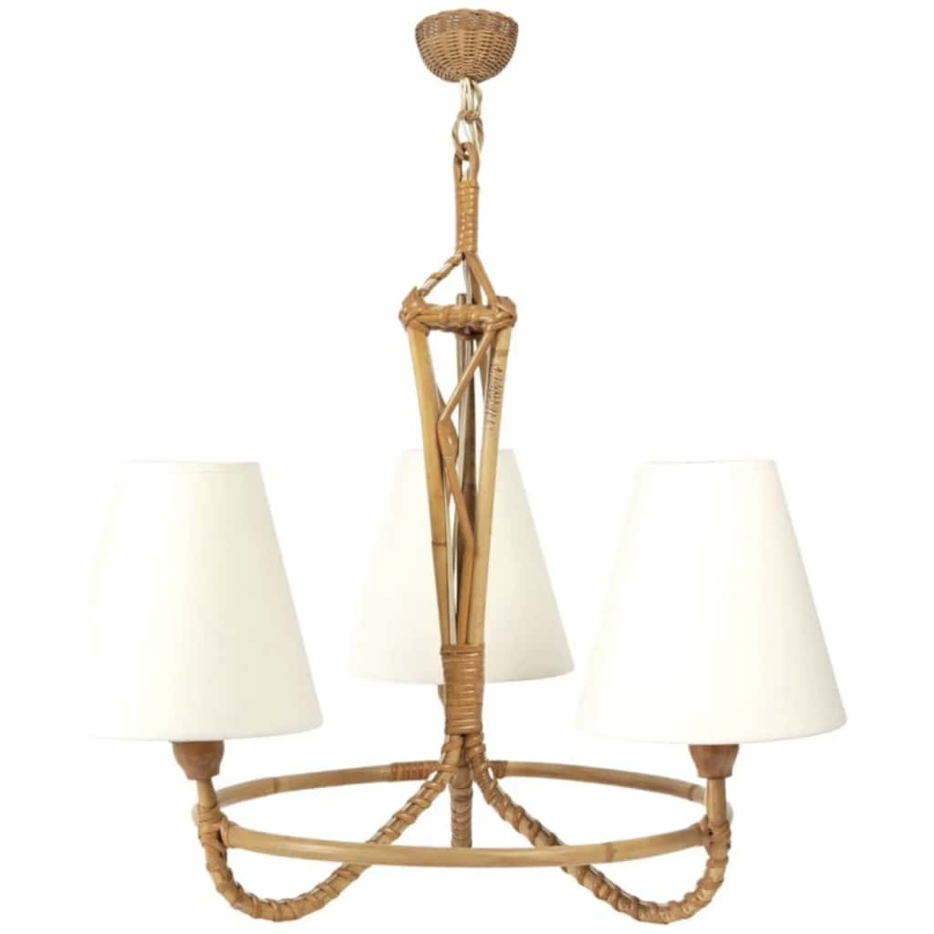 1950 Lustre en rotin Louis Sognot 3