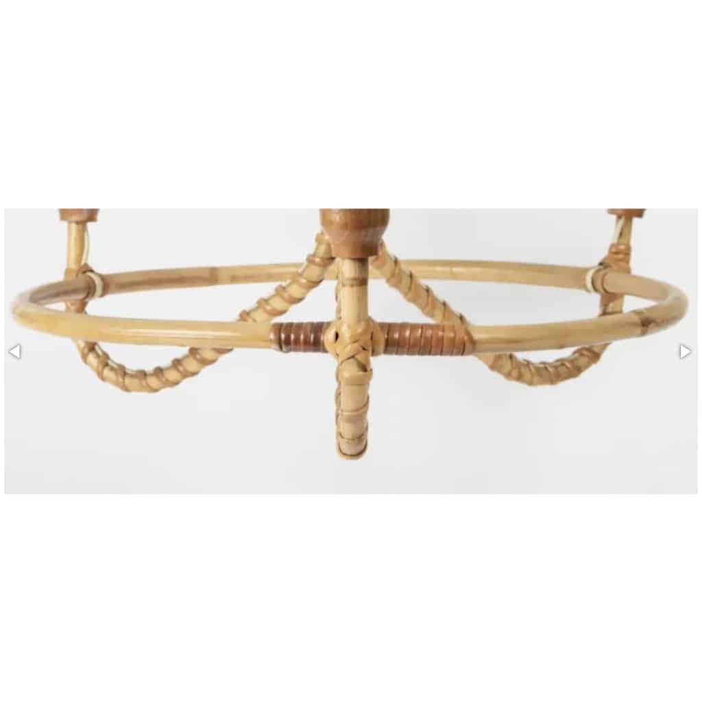 1950 Louis Sognot 6 rattan chandelier