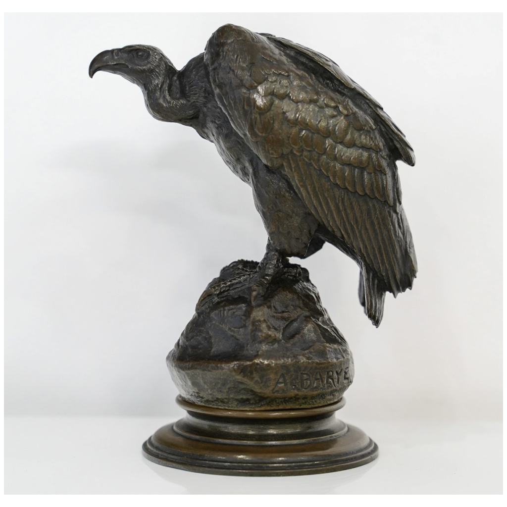 Sculpture – Vautour Sur Un Rocher , Alfred Barye (1839 – 1895) – Bronze 3