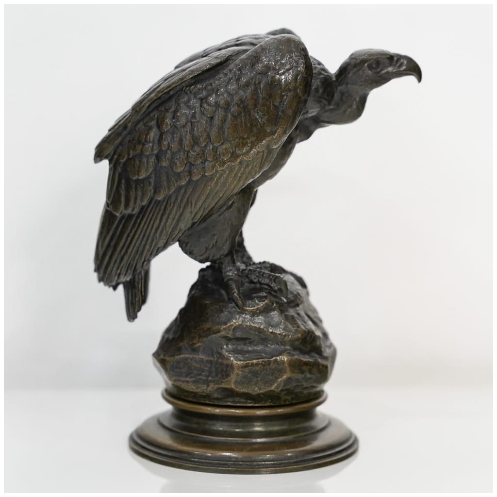 Sculpture – Vautour Sur Un Rocher , Alfred Barye (1839 – 1895) – Bronze 4