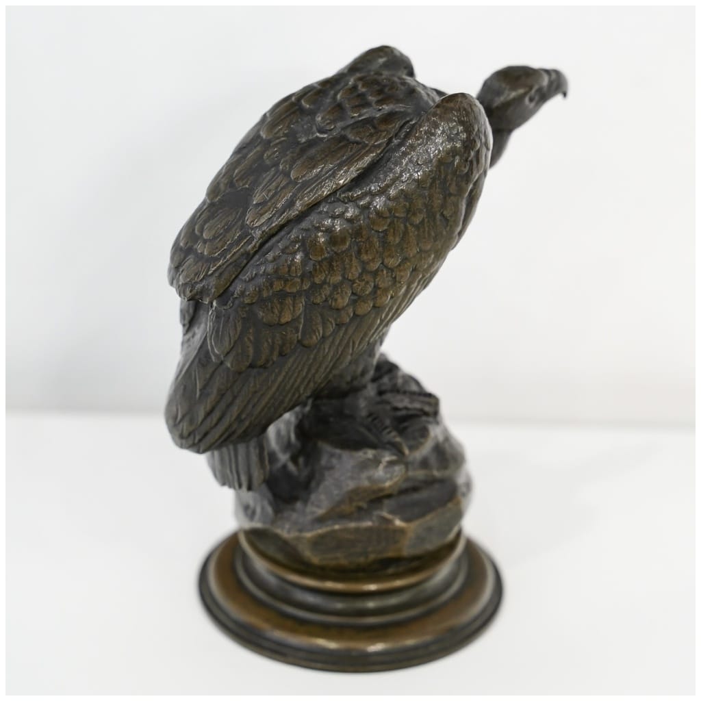 Sculpture – Vautour Sur Un Rocher , Alfred Barye (1839 – 1895) – Bronze 5