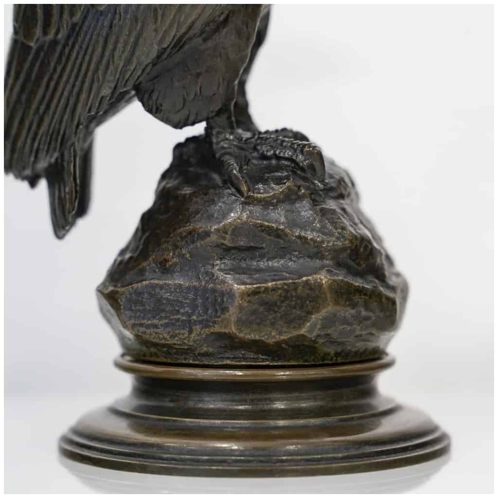 Sculpture – Vautour Sur Un Rocher , Alfred Barye (1839 – 1895) – Bronze 6