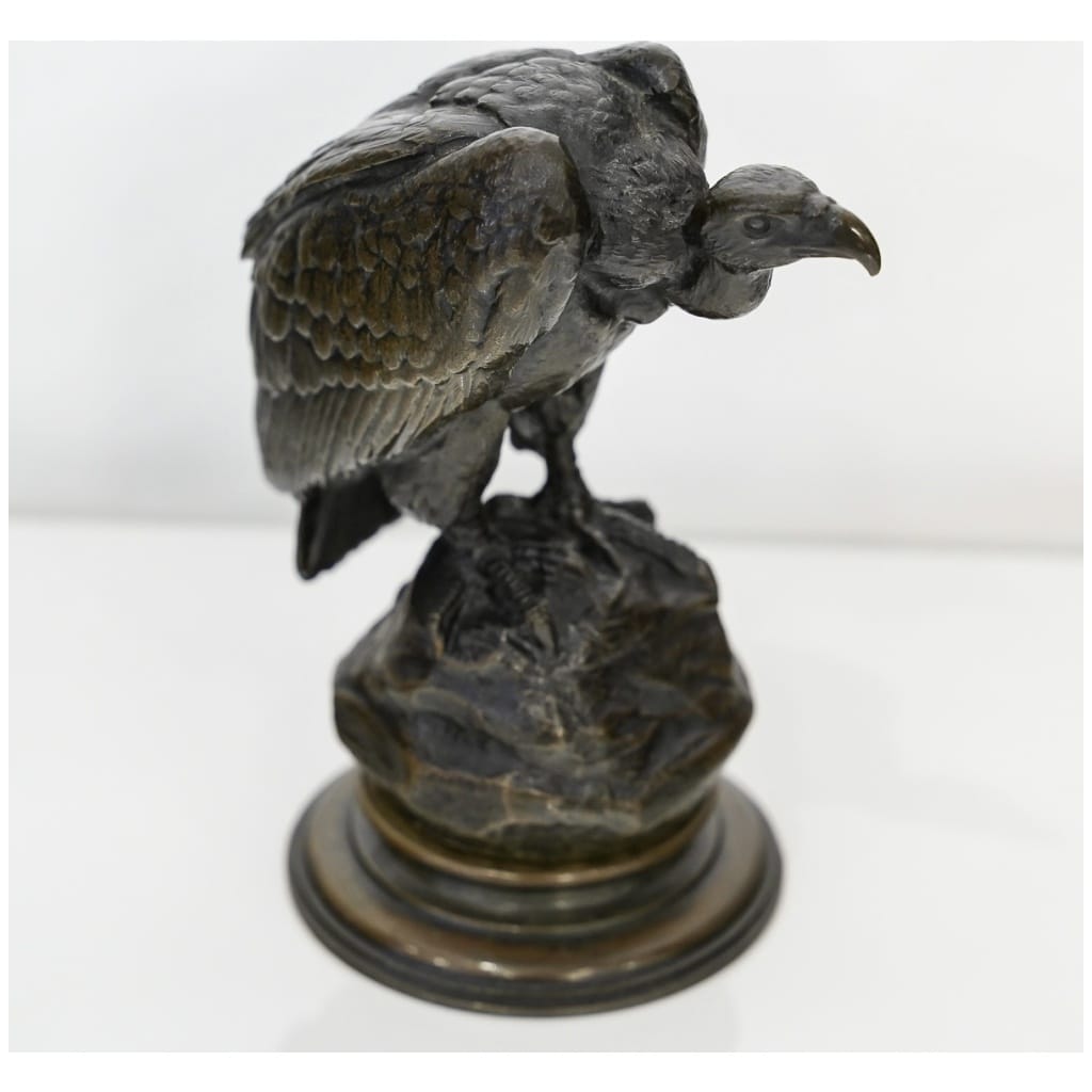 Sculpture – Vautour Sur Un Rocher , Alfred Barye (1839 – 1895) – Bronze 7