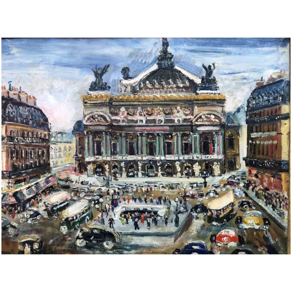 GENIN Lucien French School Paris Animation place de l'Opéra Oil on canvas signed Certificate of authenticity 7