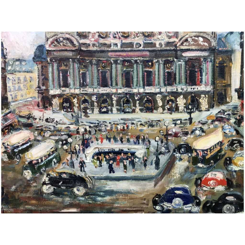 GENIN Lucien French School Paris Animation place de l'Opéra Oil on canvas signed Certificate of authenticity 5