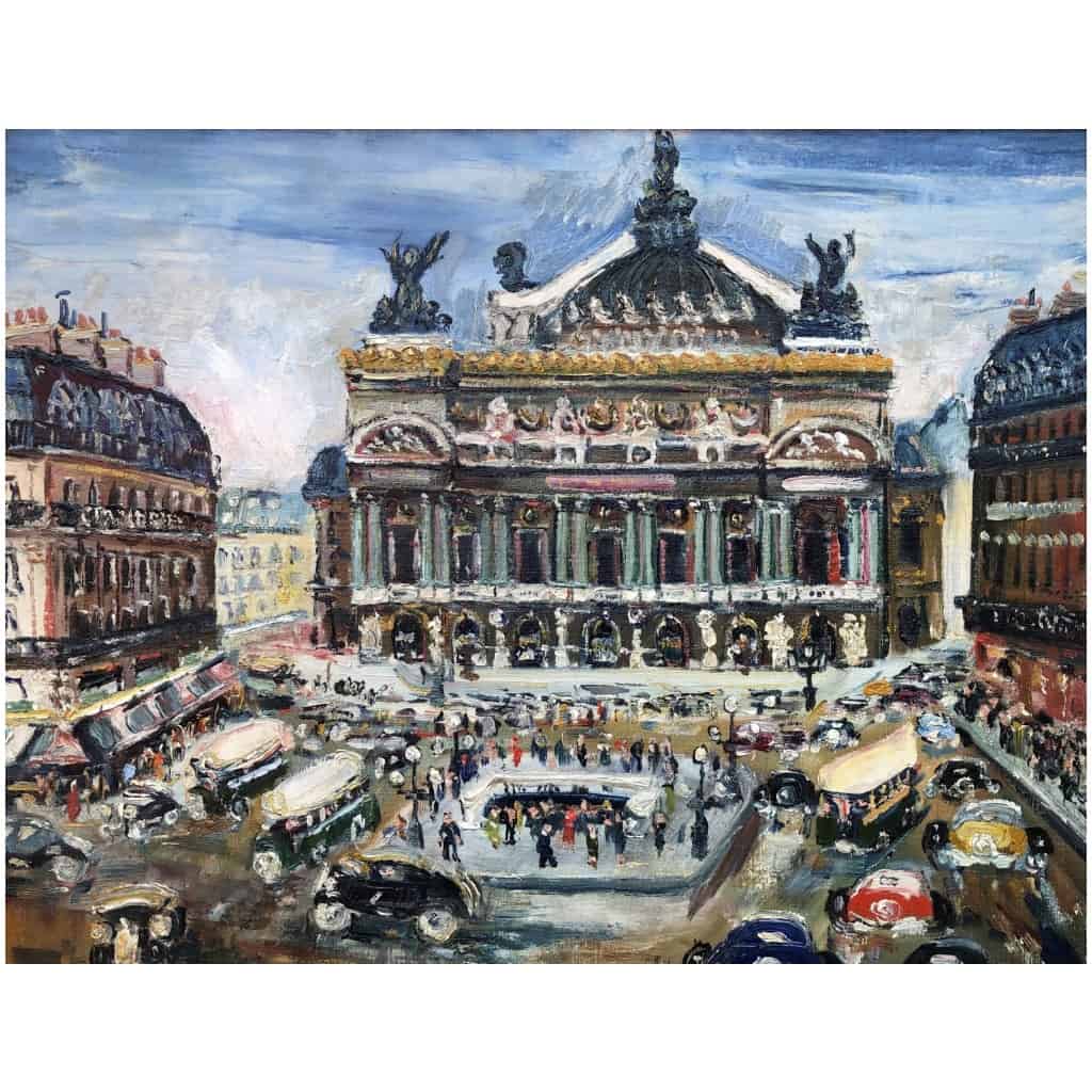 GENIN Lucien French School Paris Animation place de l'Opéra Oil on canvas signed Certificate of authenticity 12