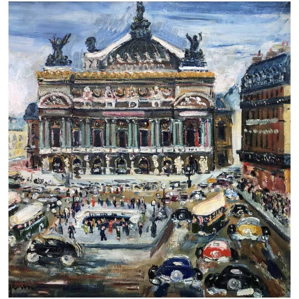 GENIN Lucien French School Paris Animation place de l'Opéra Oil on canvas signed Certificate of authenticity 15