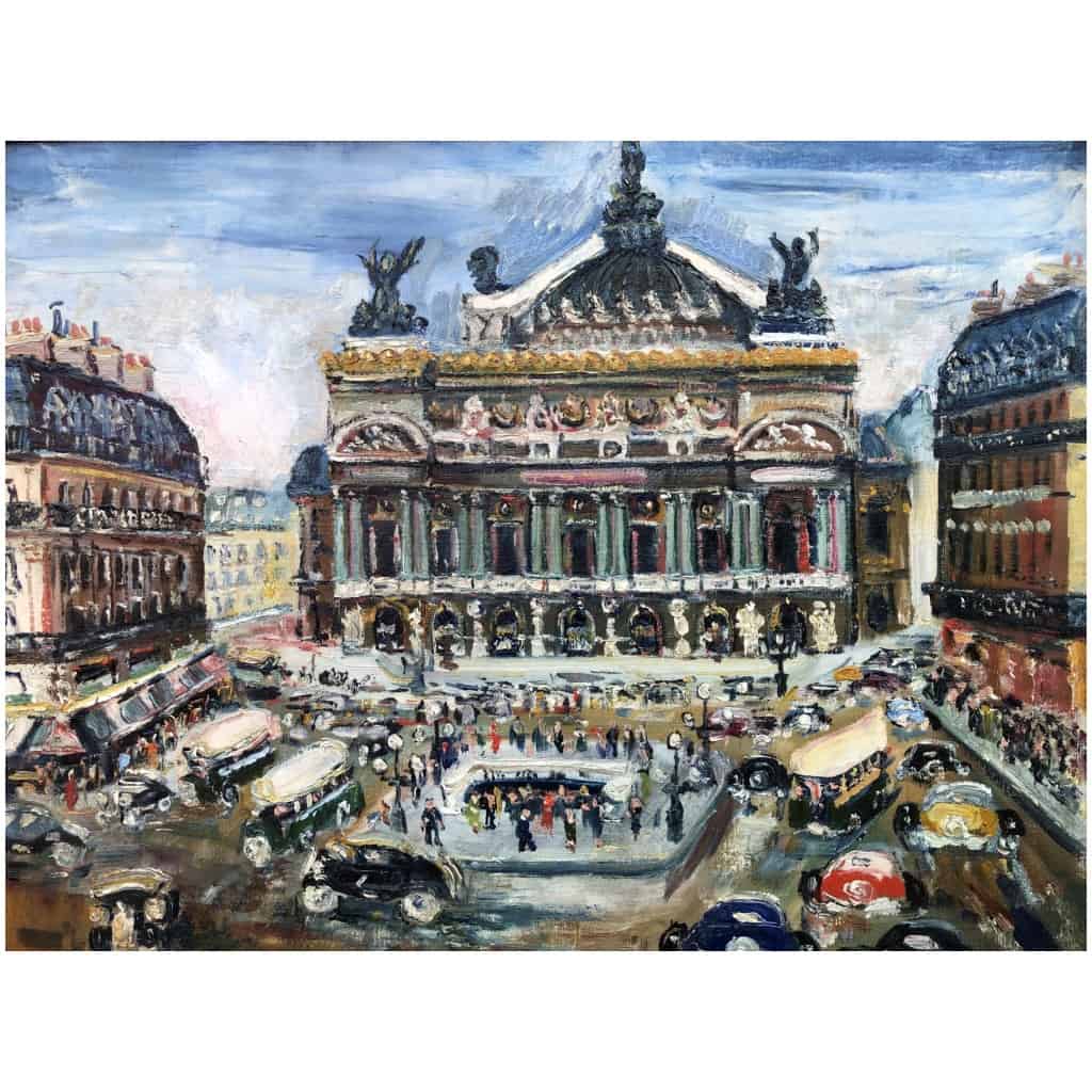 GENIN Lucien French School Paris Animation place de l'Opéra Oil on canvas signed Certificate of authenticity 9