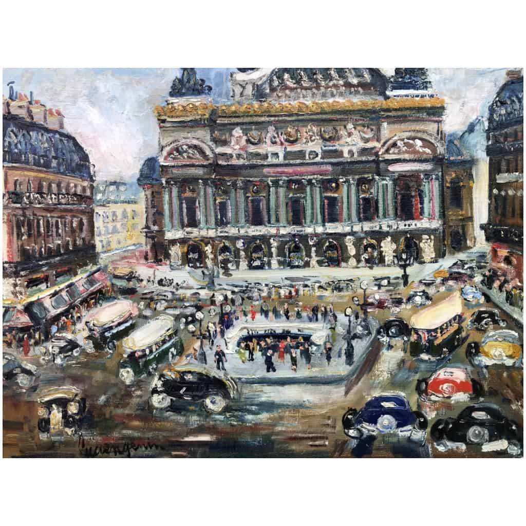 GENIN Lucien French School Paris Animation place de l'Opéra Oil on canvas signed Certificate of authenticity 8