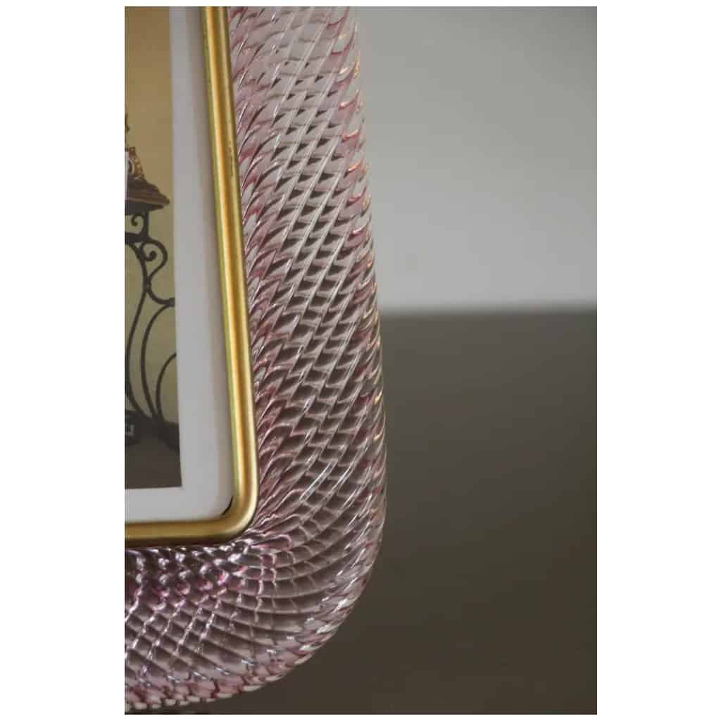 2000s Pink Murano Glass and Brass Twisted Picture Frame 10