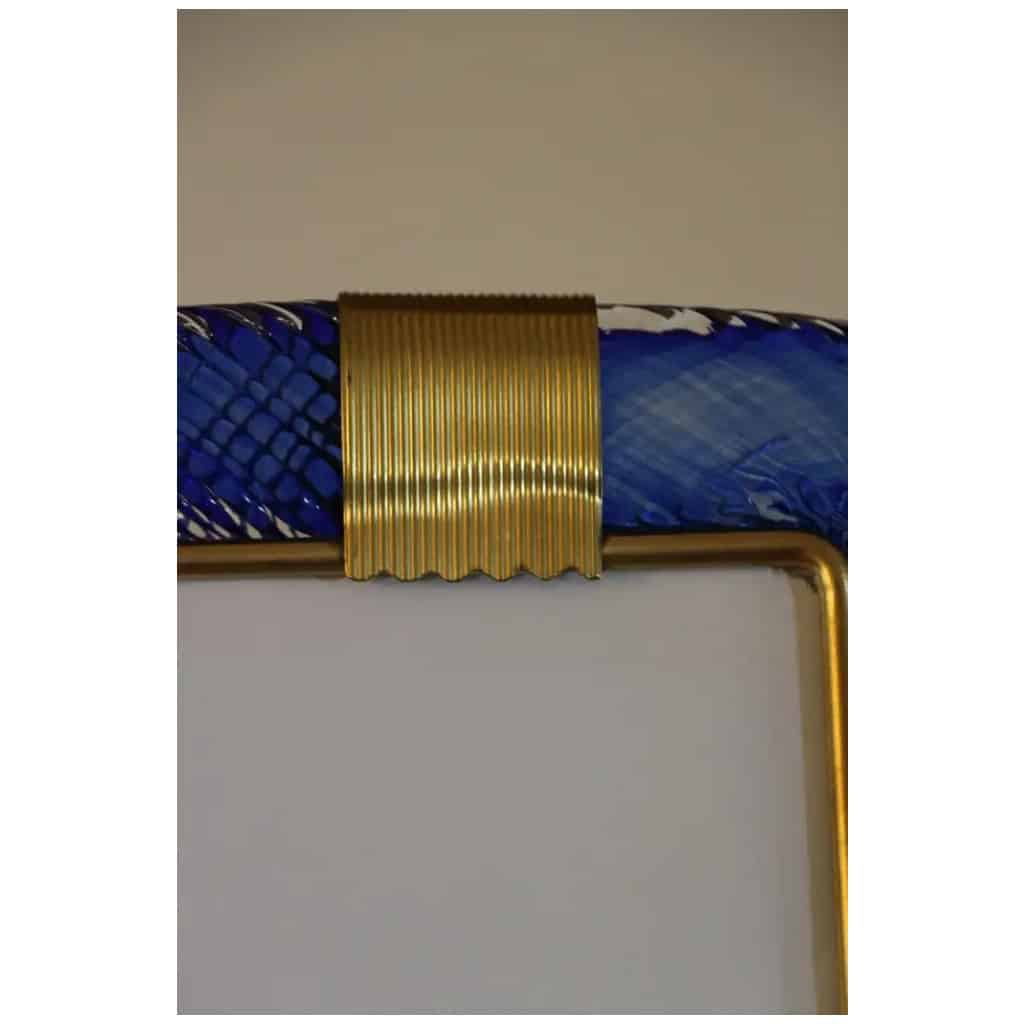 2000s sapphire blue twisted photo frame in Murano glass and brass from Barovier e Toso 5
