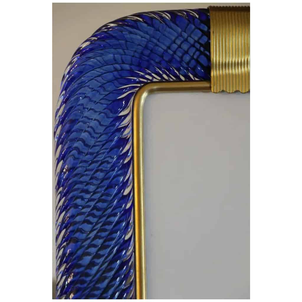 2000s sapphire blue twisted photo frame in Murano glass and brass from Barovier e Toso 8
