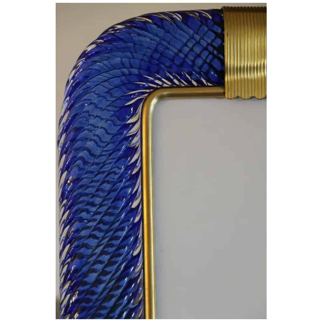 Cadre photo torsadé bleu saphir des années 2000 en verre de Murano et laiton de Barovier e Toso 8