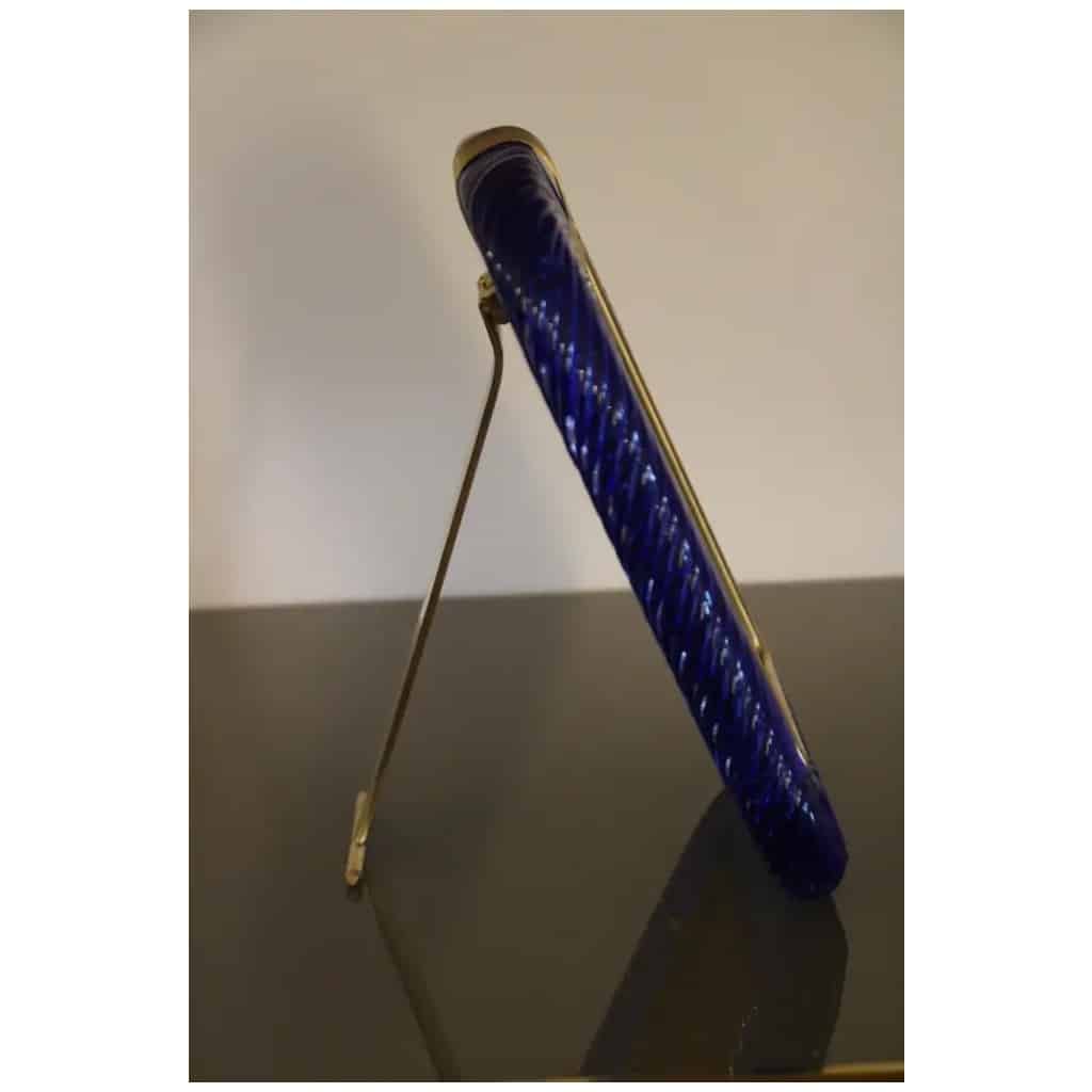 2000s sapphire blue twisted photo frame in Murano glass and brass from Barovier e Toso 14