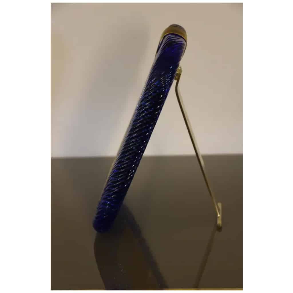 Cadre photo torsadé bleu saphir des années 2000 en verre de Murano et laiton de Barovier e Toso 10
