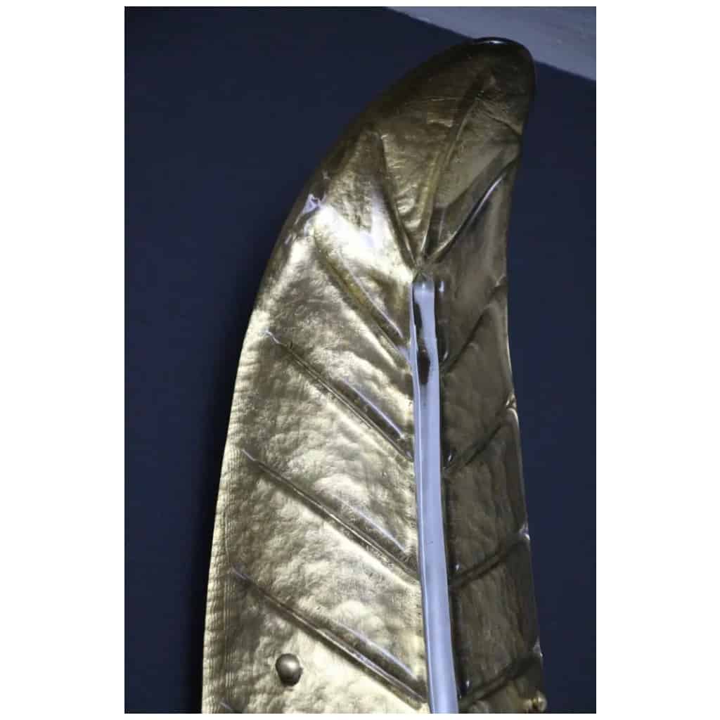 Paire de longues appliques en verre de Murano doré, en forme de feuille, style Barovier 10