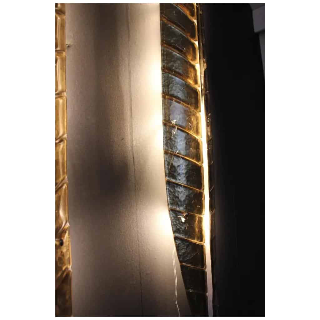 Paire de longues appliques en verre de Murano doré, en forme de feuille, style Barovier 4
