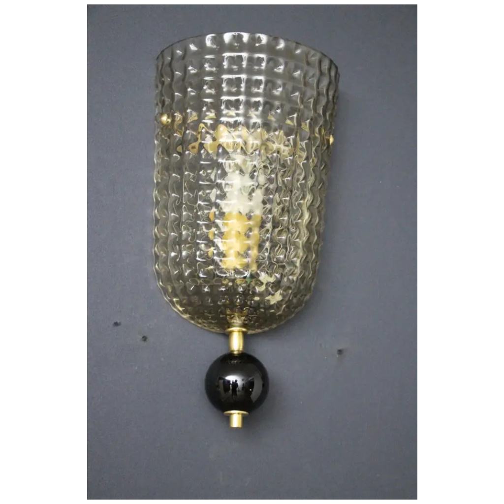 Paire d’appliques en verre de Murano texturé fumé 6
