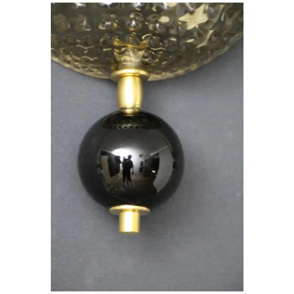 Pair of smoked textured Murano glass sconces 5