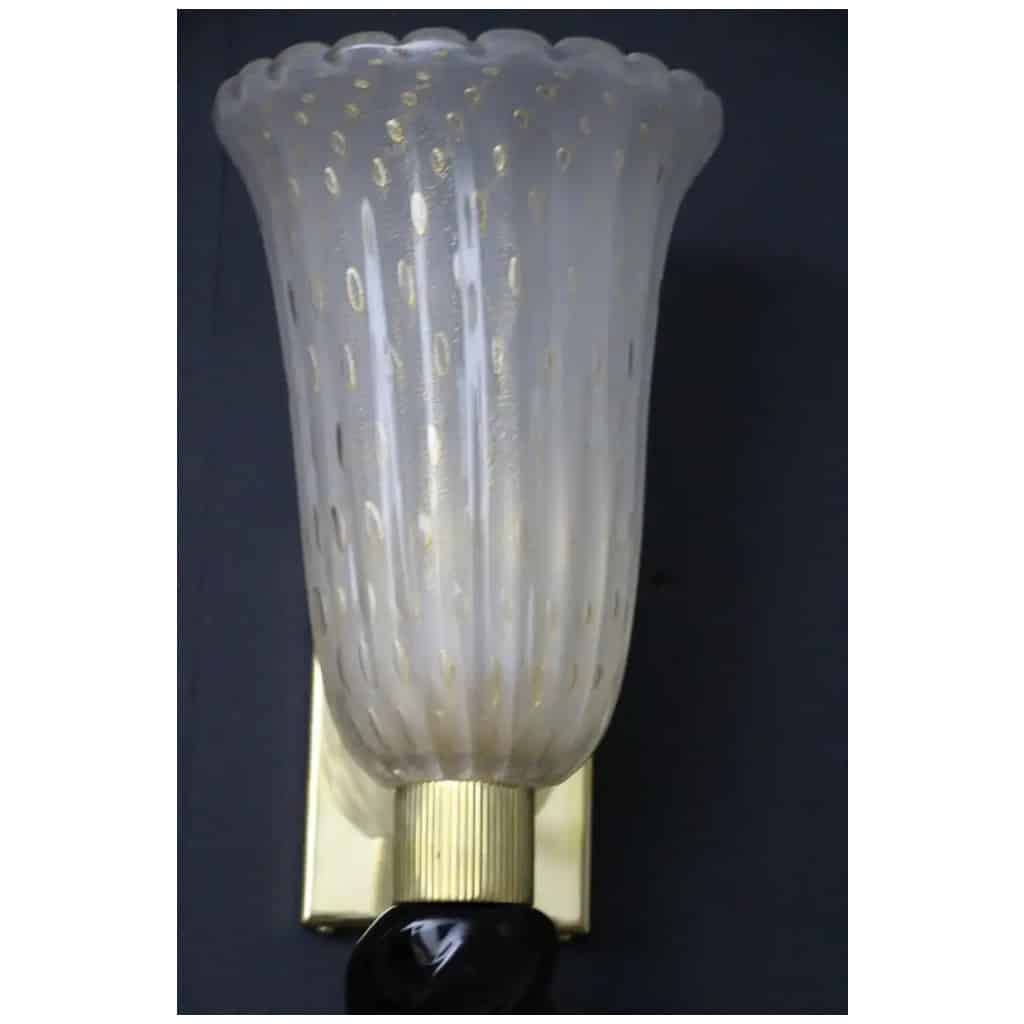 Wall lights in gold and black Murano glass, Barovier style, Torchères 11 wall lights
