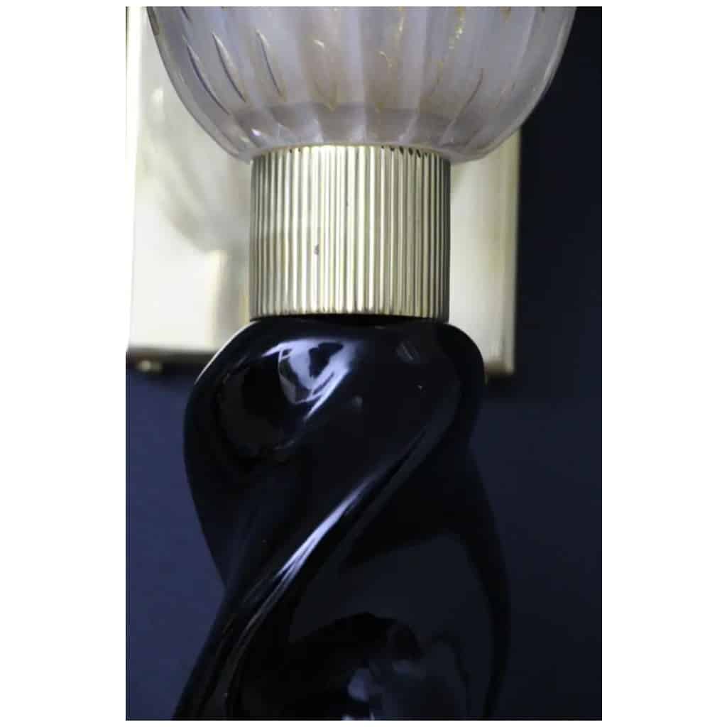 Wall lights in gold and black Murano glass, Barovier style, Torchères 10 wall lights