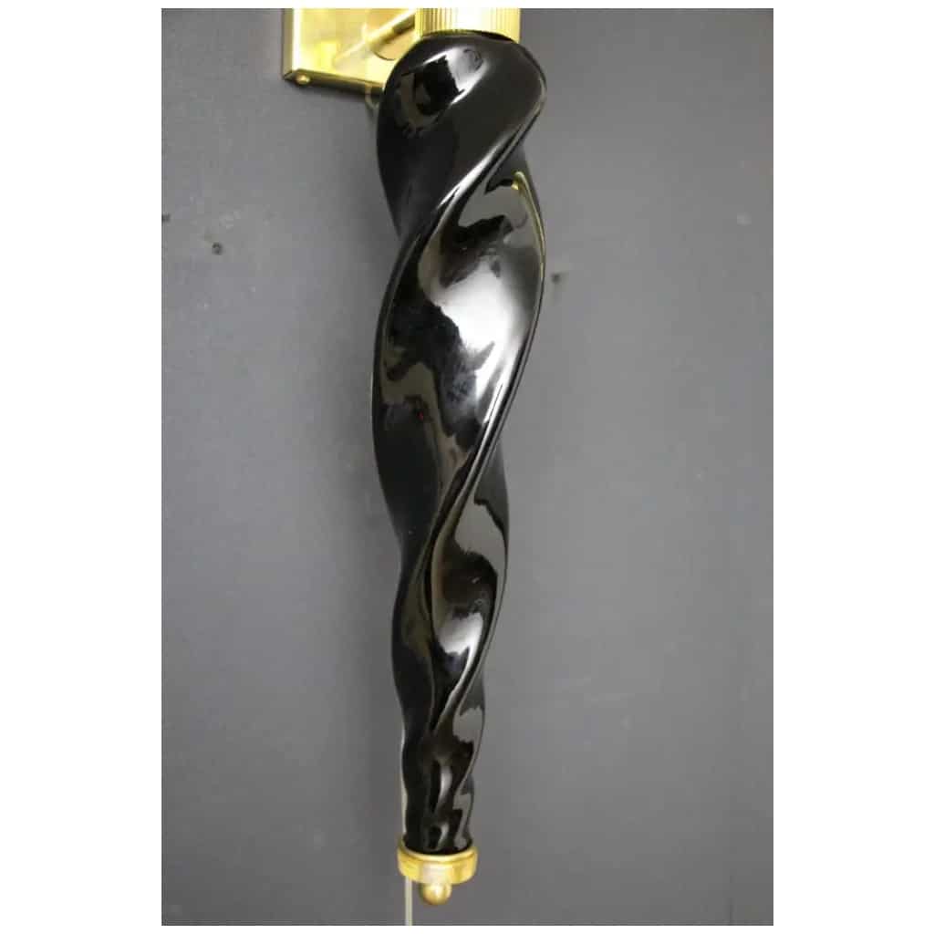 Appliques en verre doré et noir de Murano, style Barovier , Appliques Torchères 8