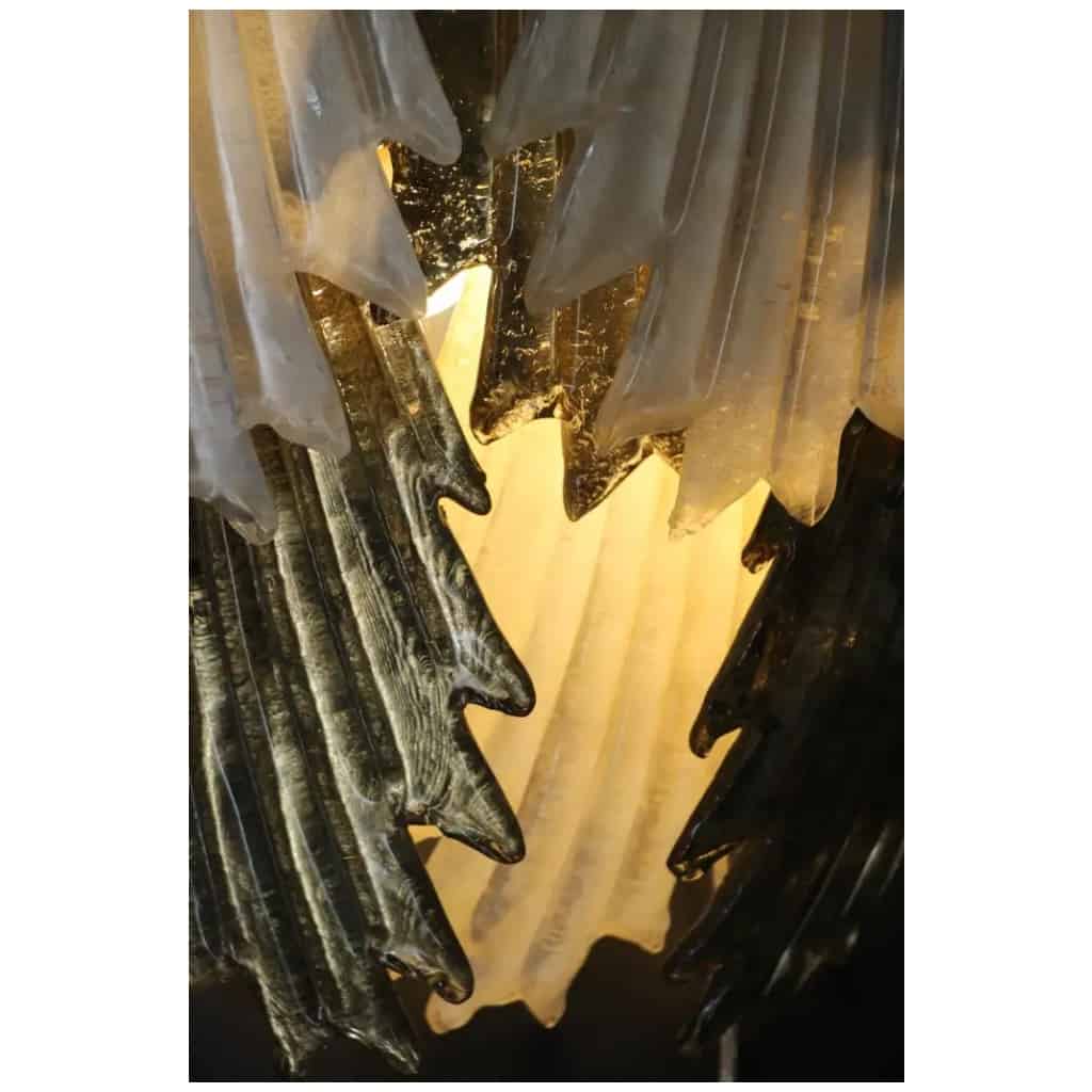 Paire d’appliques en verre de Murano doré et blanc en forme de feuilles 14