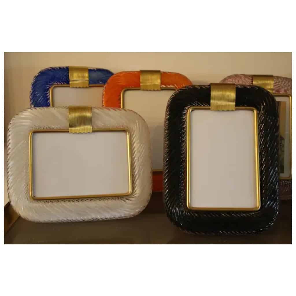 Cadre photo torsadé bleu saphir des années 2000 en verre de Murano et laiton de Barovier e Toso 17