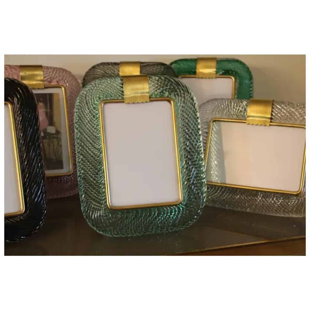2000s Pink Murano Glass and Brass Twisted Picture Frame 16