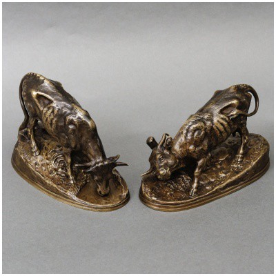 Paire Vache Et Taureau , Joseph François Victor Chemin (1823-1901)