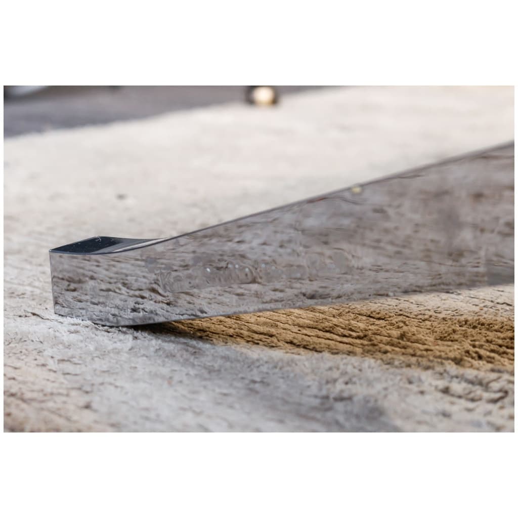 Florence Knoll – TABLE plateau rond ,marbre Calacatta oro verde ,base chromée 7