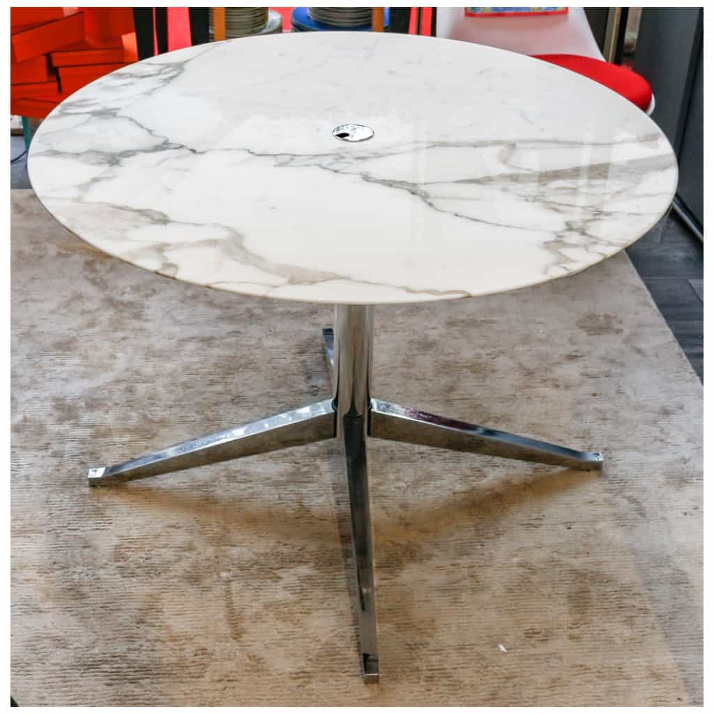 Florence Knoll – TABLE round top, Calacatta oro verde marble, chrome base 3