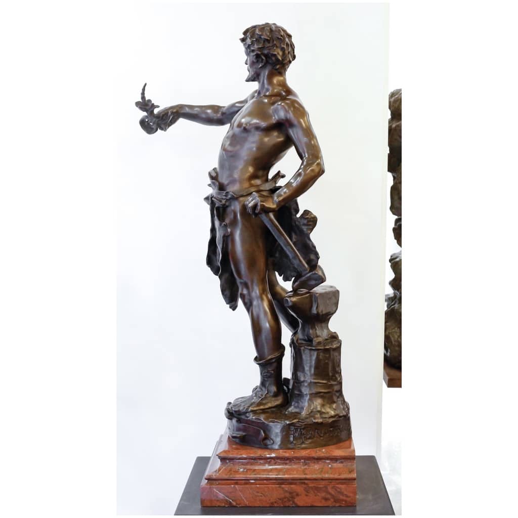 Sculpture – Le Travail , Eugène Marioton (1857-1933) – Bronze 7