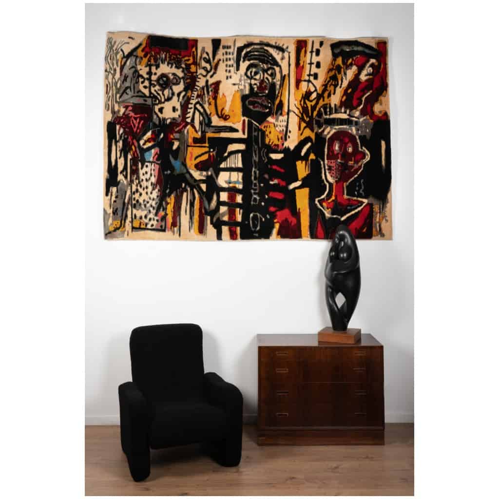 D’après Jean-Michel Basquiat. Tapis, ou tapisserie « Notary ». Travail contemporain. 7