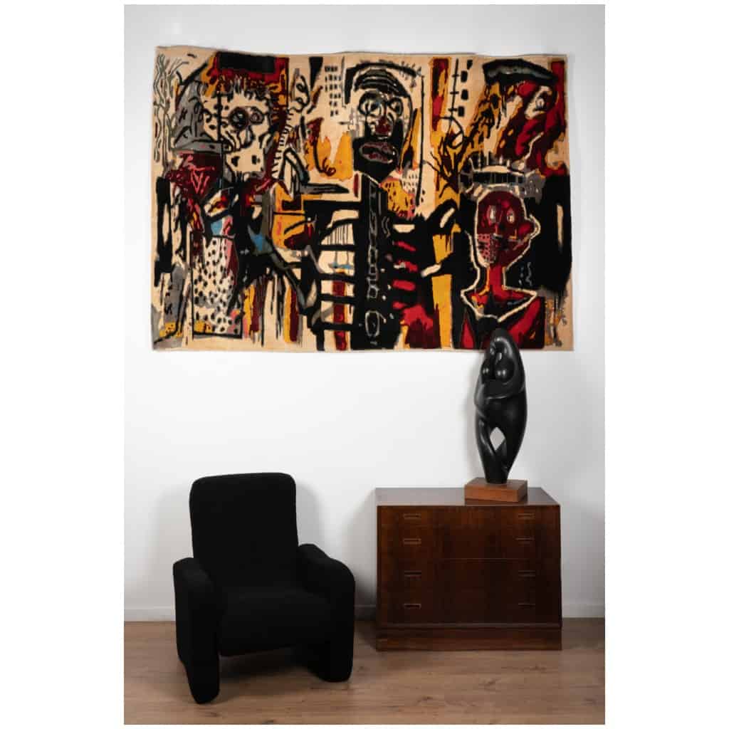 According to Jean-Michel Basquiat. Carpet, or “Notary” tapestry. Contemporary work. 7