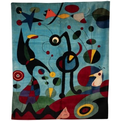 According to Joan Miro. Carpet, or tapestry, in wool. Contemporary work