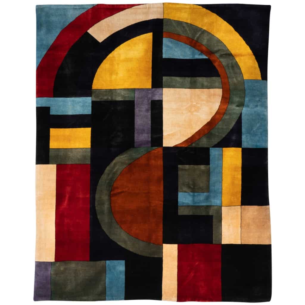 Tapis, ou tapisserie, géométrique et en laine. Travail contemporain 5