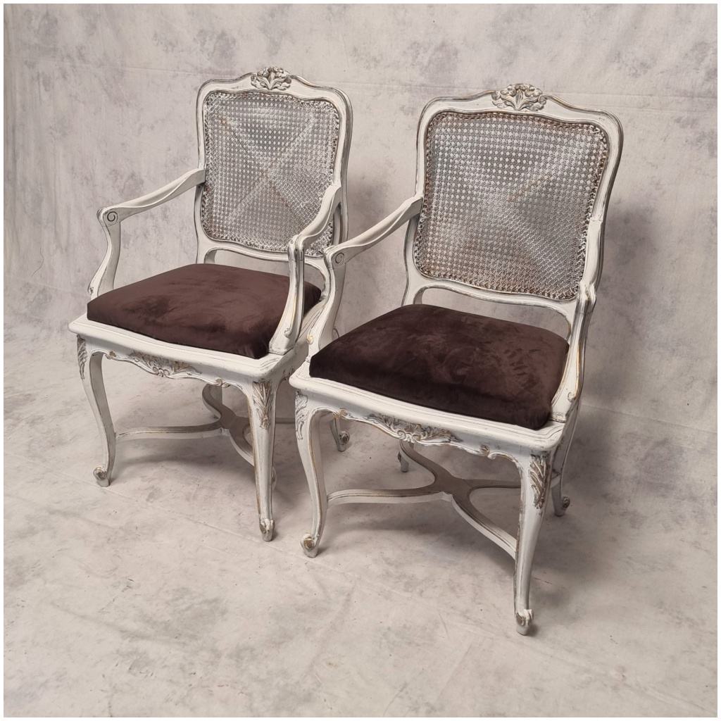 Paire de Fauteuils Cannés de style Régence – Bois Peint – 19ème 5