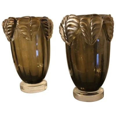 21st century smoke colored Murano glass vases by Costantini