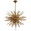 Lustre Spoutnik extra large en laiton et fleurs en cristal transparent 22