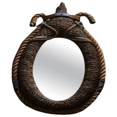 Vintage 1950s Rope Mirror by Adrien Audoux and Frida Minet