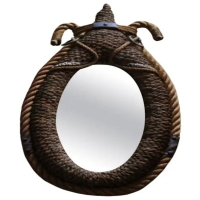 Vintage 1950s Rope Mirror by Adrien Audoux and Frida Minet 3