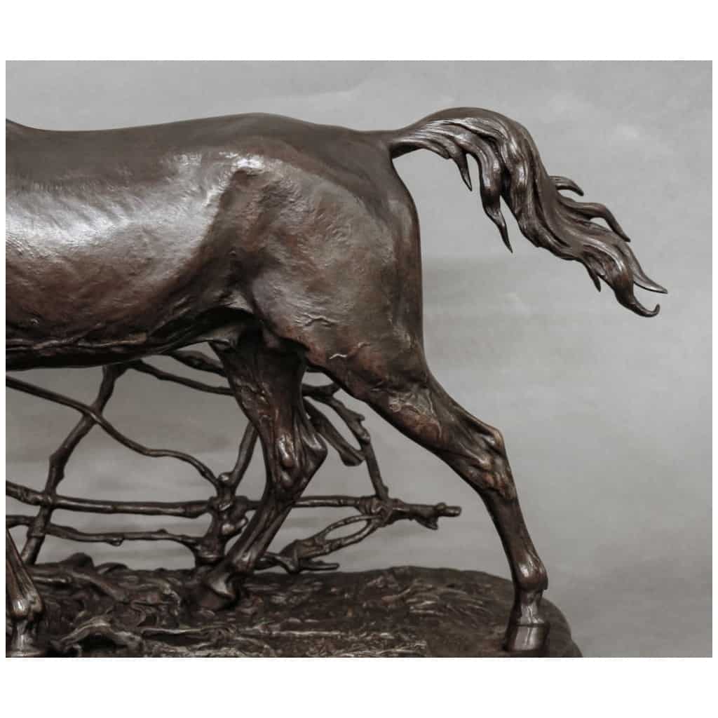 Sculpture – Cheval À La Barrière « Djinn Étalon Barbe » , Pierre-Jules Mêne (1810-1879) – Bronze 9