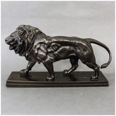 Sculpture – Le Lion Marchant , Antoine-Louis Barye (1795-1875) – Bronze