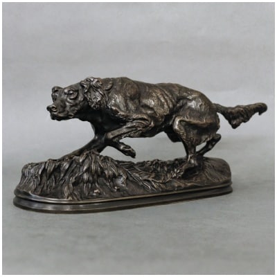 Sculpture – Chien Épagneul « Sultan » , Pierre – Jules Mêne (1810-1879) – Bronze