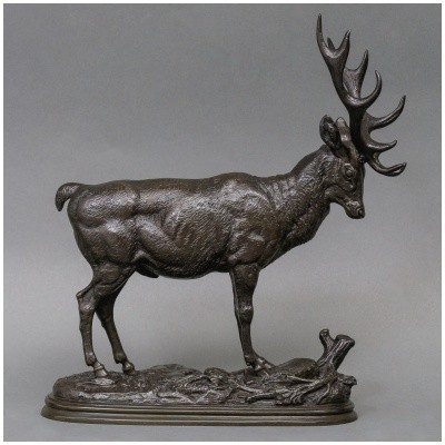 Sculpture – Cerf , Paul-Édouard Delabrièrre (1829-1912) – Bronze